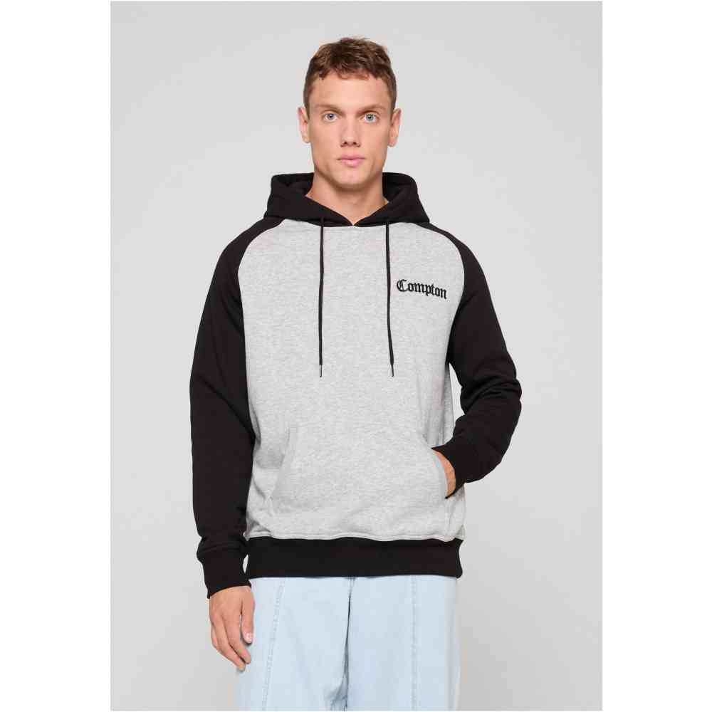 Mister Tee - Compton Wording EMB Raglan Hoodie - Grey/Black